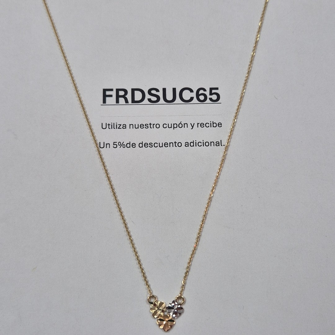 CADENA TEJIDO GARGANTILLA ESPECIAL C FLORES 14K 45 CM 3 GR (NUEVO)