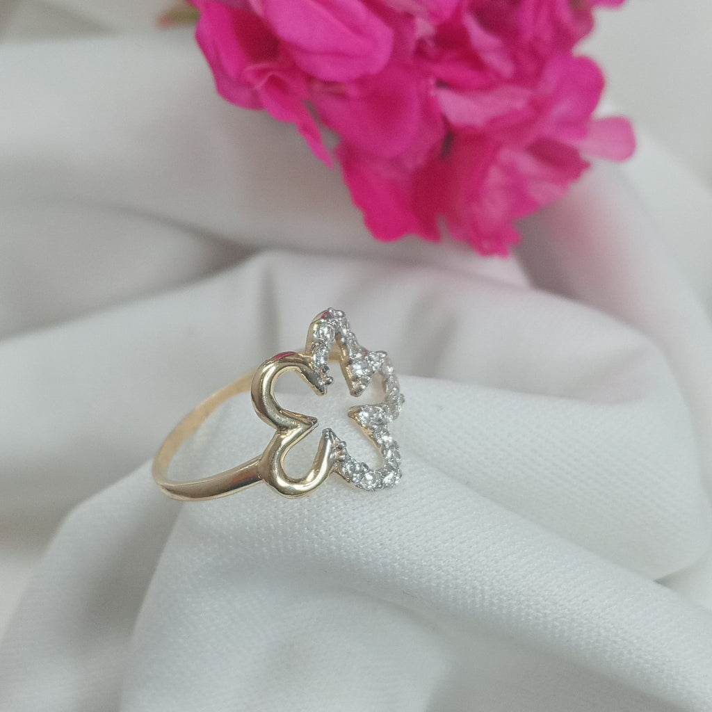 ANILLOS FIG FLOR CON CIRCONIAS 14K TALLA 7 1.4 GR (NUEVO)