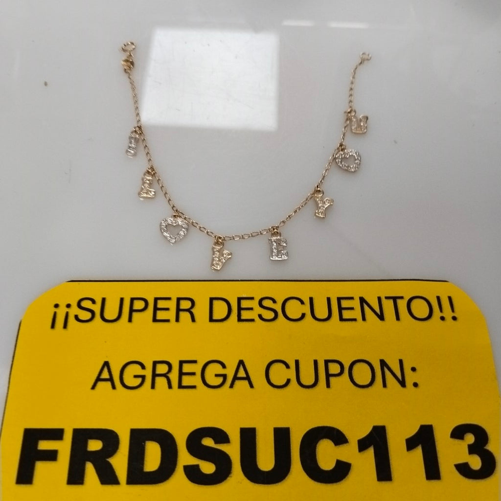 PULSERA ESPECIAL CON DIJES Y CIRCONIAS 14K 18 CM 3.3 GR (NUEVO)