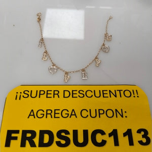 PULSERA ESPECIAL CON DIJES Y CIRCONIAS 14K 18 CM 3.3 GR (NUEVO)