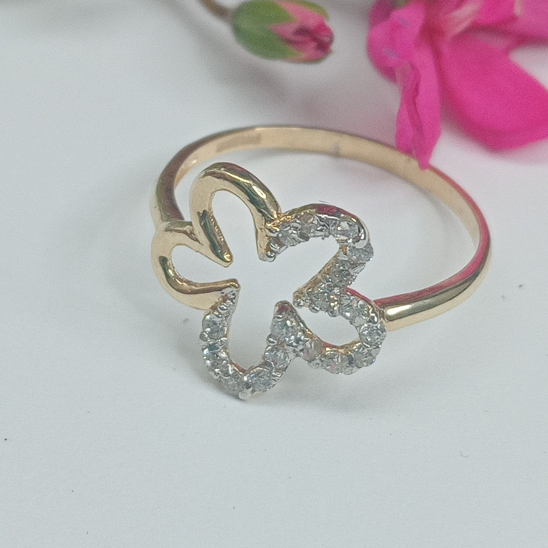 ANILLOS FIGURA FLOR CON CIRCONIA 14K TALLA 7 1.6 GR (NUEVO)