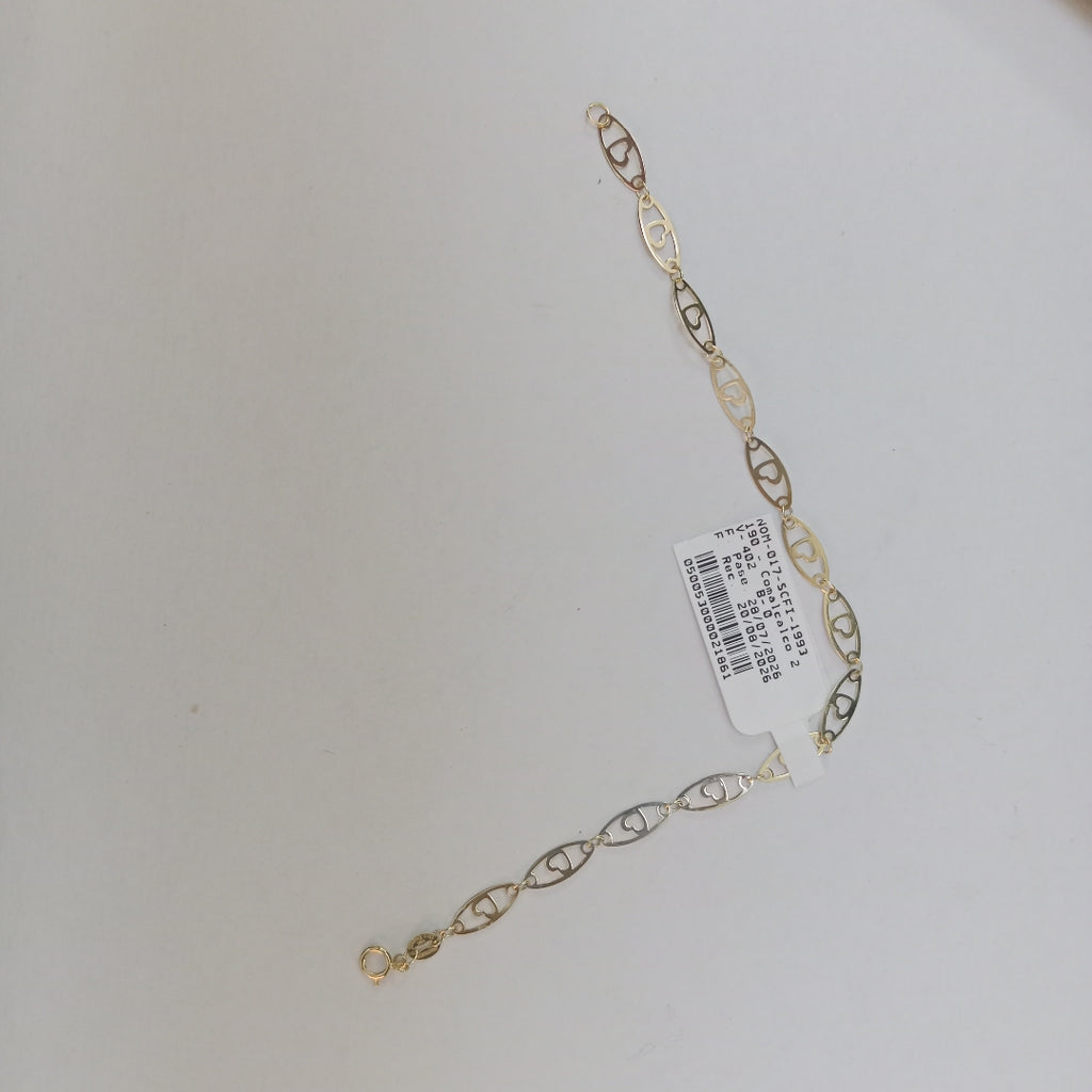 PULSERA TEJIDO ESPECIAL CON CORAZON 14K 18 CM 1.3 GR (NUEVO)