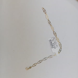 PULSERA TEJIDO ESPECIAL CON CORAZON 14K 18 CM 1.3 GR (NUEVO)
