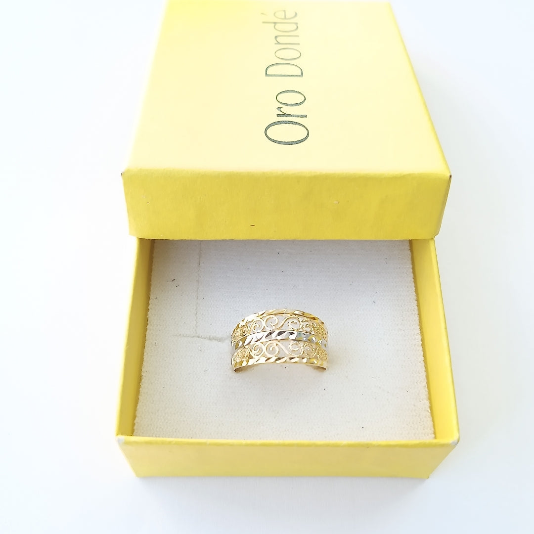 ANILLOS TIPO FILIGRANA COMBINADO 14K TALLA 8 2.9 GR (NUEVO)