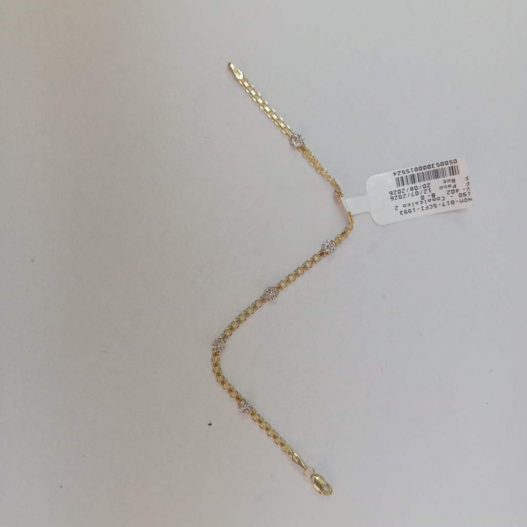 PULSERA ESPECIAL C FLORES 14K 18 CM 2.9 GR (NUEVO)