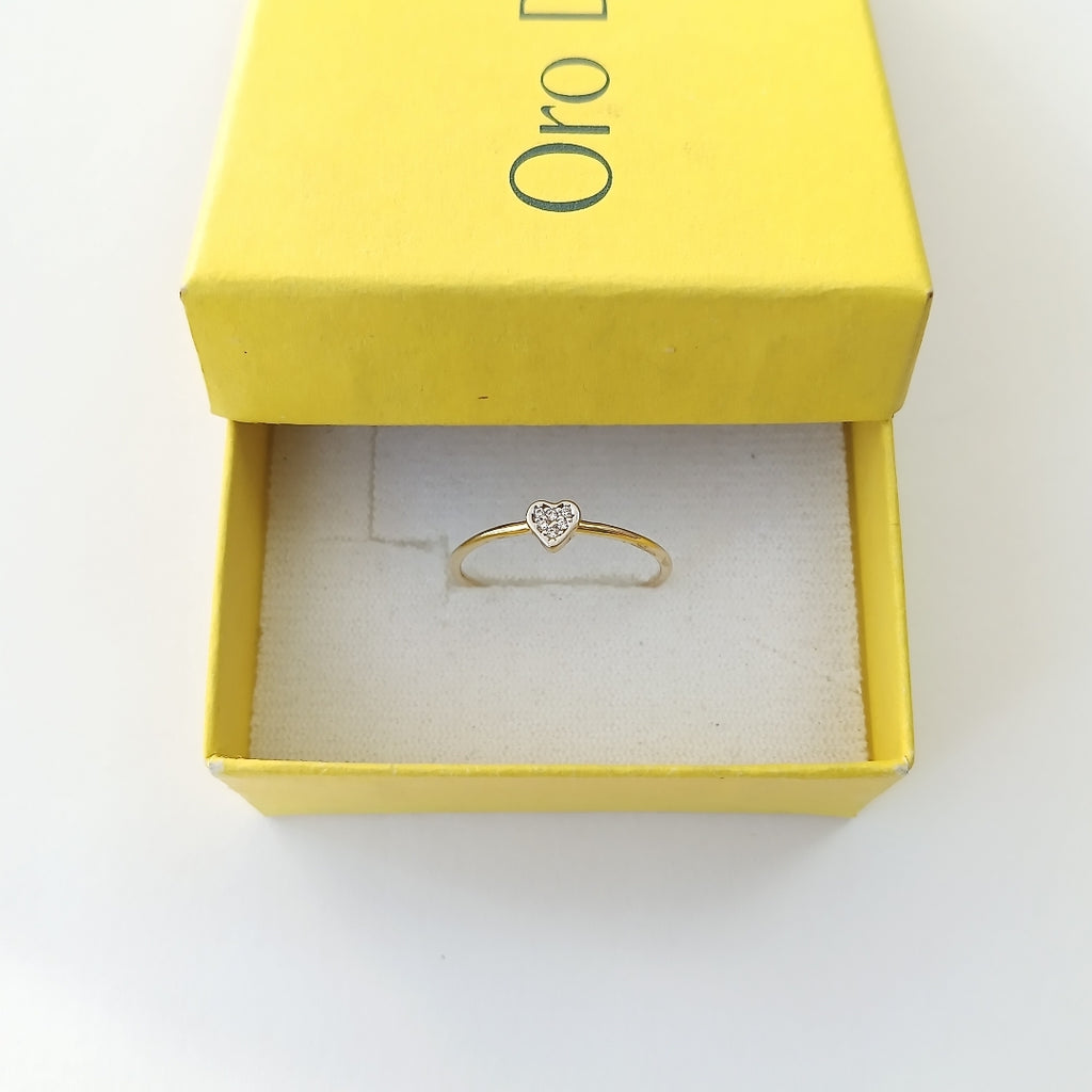 ANILLO ANILLITO CORAZON C CIRCONIA 14K 9 TALLA 1 GR (NUEVO)