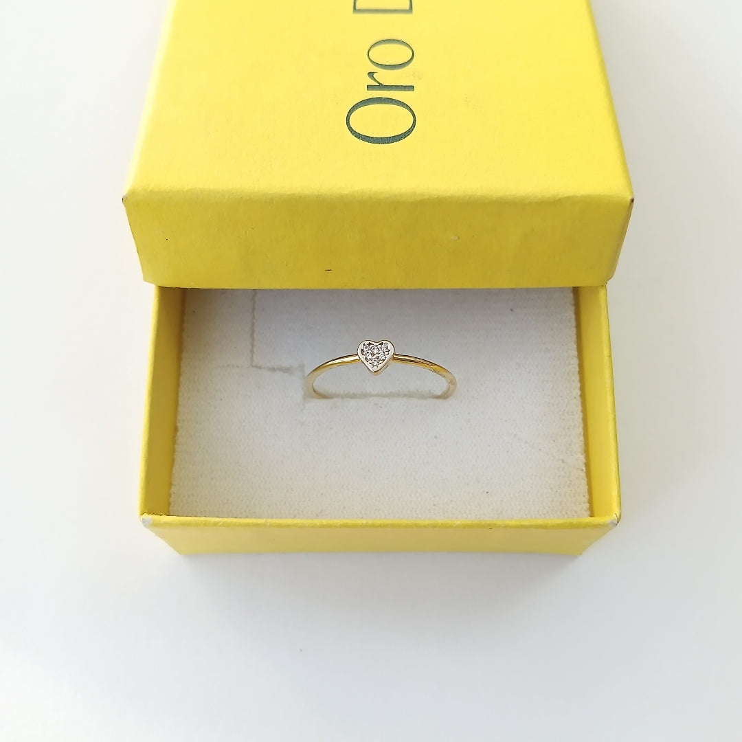 ANILLO ANILLITO CORAZON C CIRCONIA 14K 9 TALLA 1 GR (NUEVO)