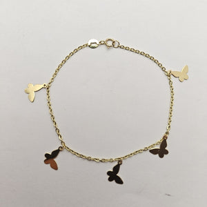 PULSERA ESPECIAL CON MARIPOSAS 14K 18 CM 2.1 GR (NUEVO)