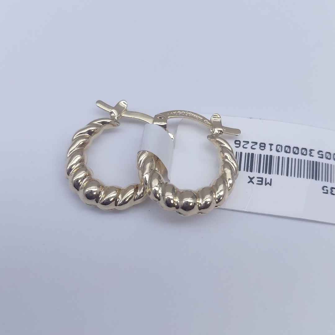 ARETES ARRACADAS TZL HUECAS 14K 1.5 GR (NUEVO)