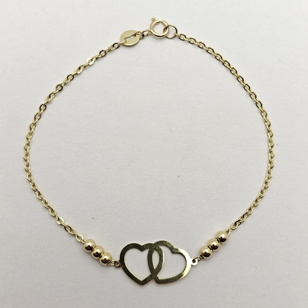 PULSERA TEJIDO ESPECIAL C CORAZONES 14K 18 CM 1.7 GR (NUEVO)