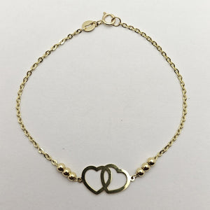 PULSERA TEJIDO ESPECIAL C CORAZONES 14K 18 CM 1.7 GR (NUEVO)