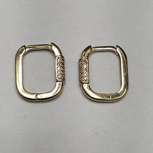 ARETES HUGGIES OVALADA C CIRCONIAS 14K 2.5 GR (NUEVO)