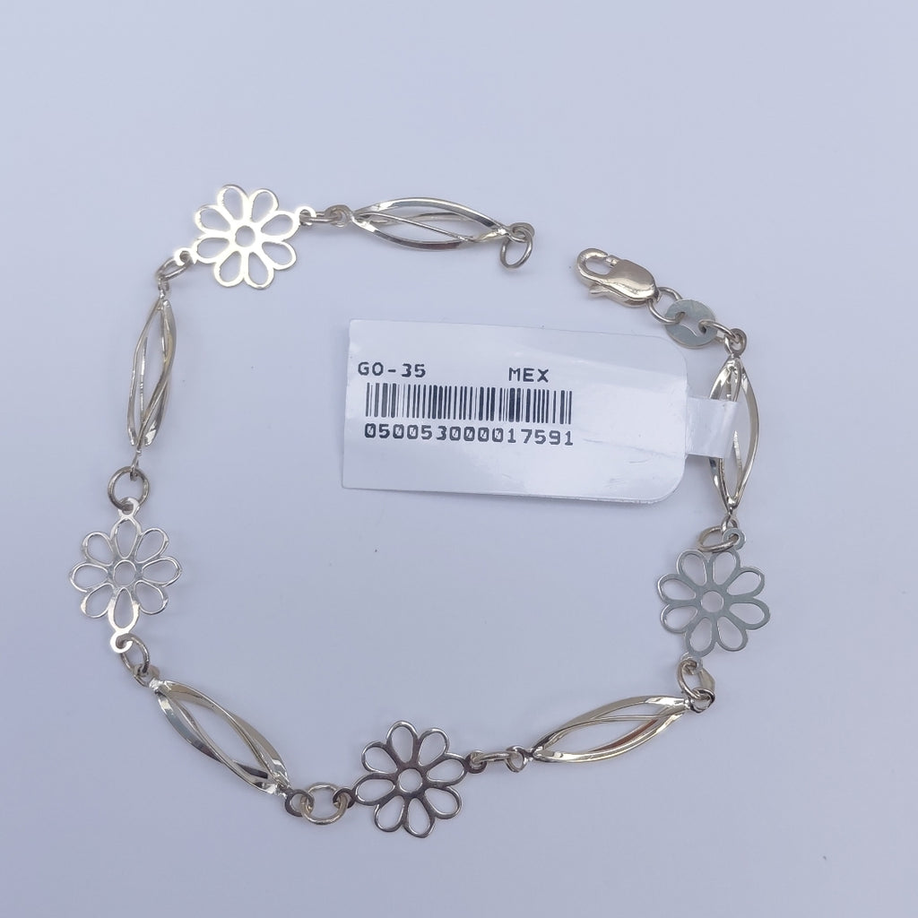 PULSERA ESPECIAL CON FLORES 14K 18 CM 2.6 GR (NUEVO)