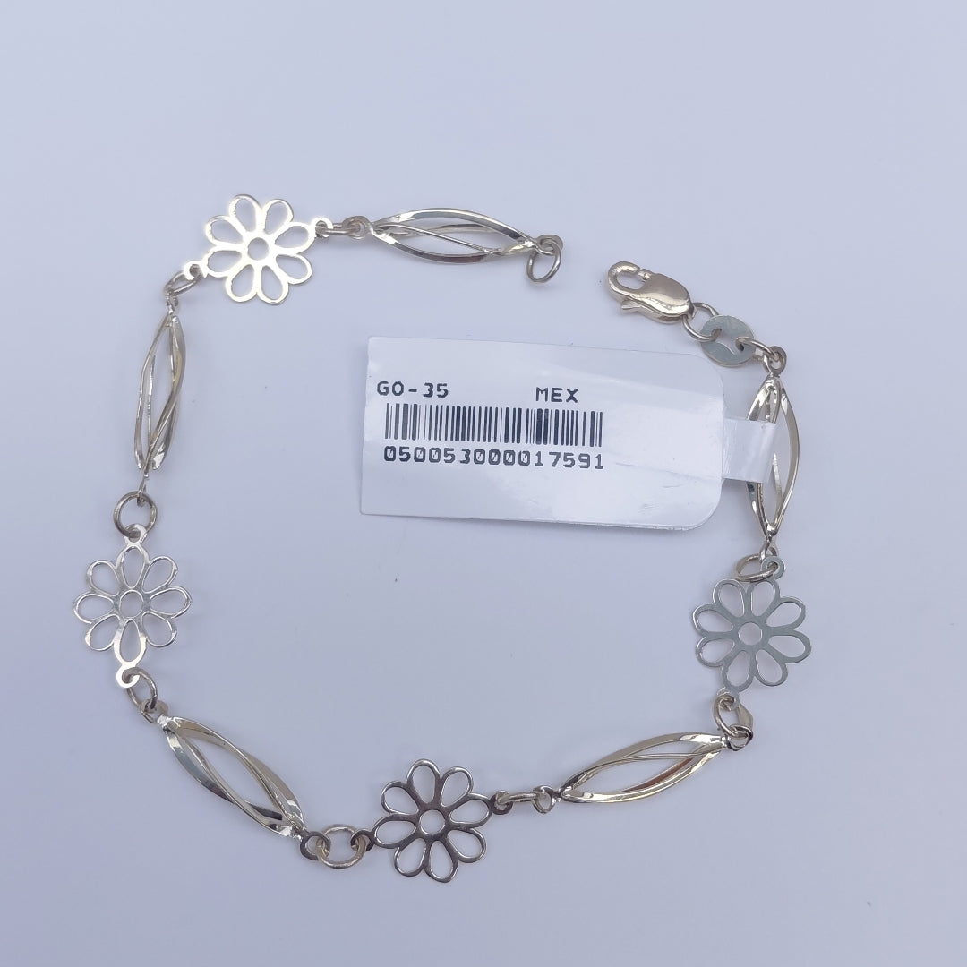 PULSERA ESPECIAL CON FLORES 14K 18 CM 2.6 GR (NUEVO)