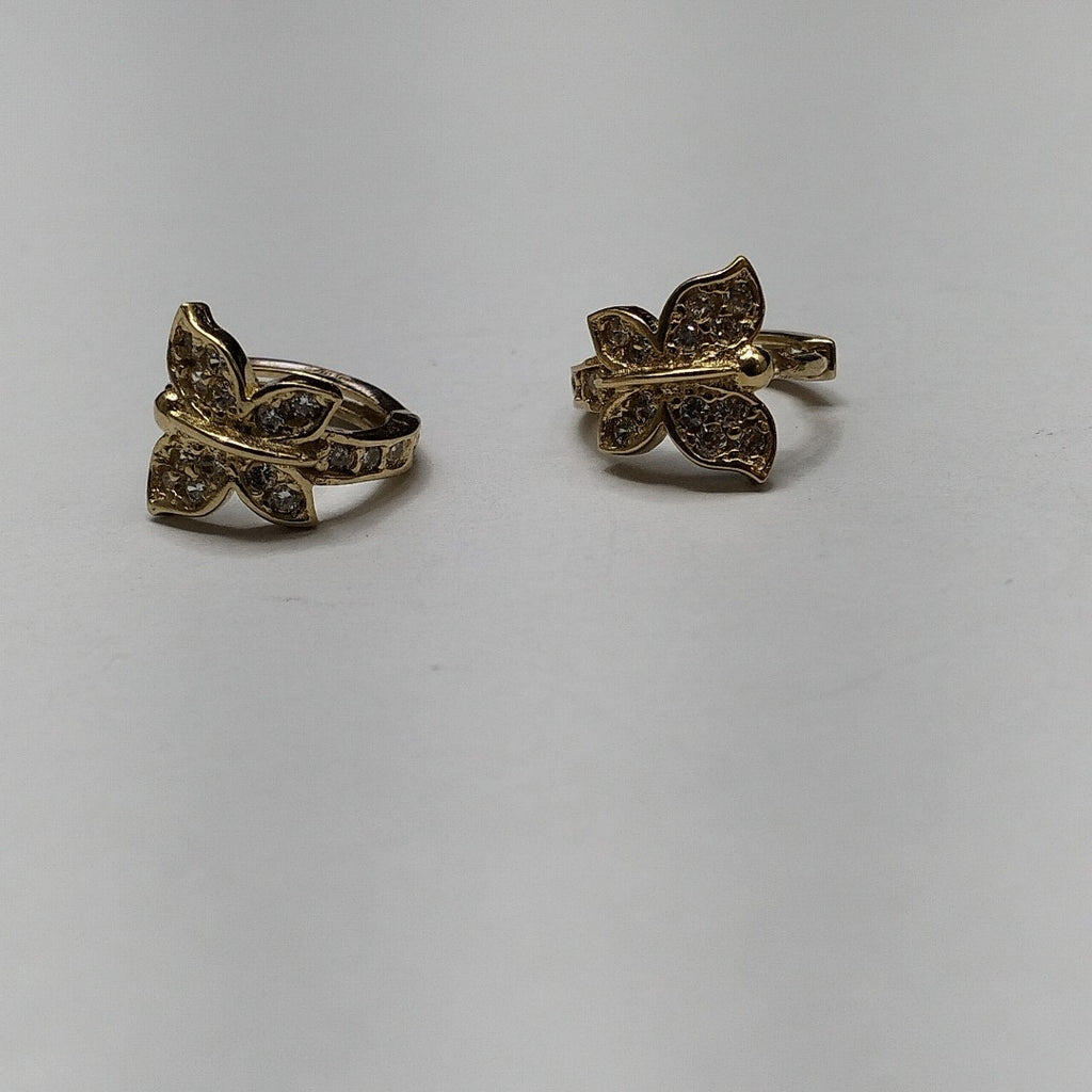 ARETES ARRACADAS CORAZON C CIRCONIAS 14K 1.8 GR (NUEVO)