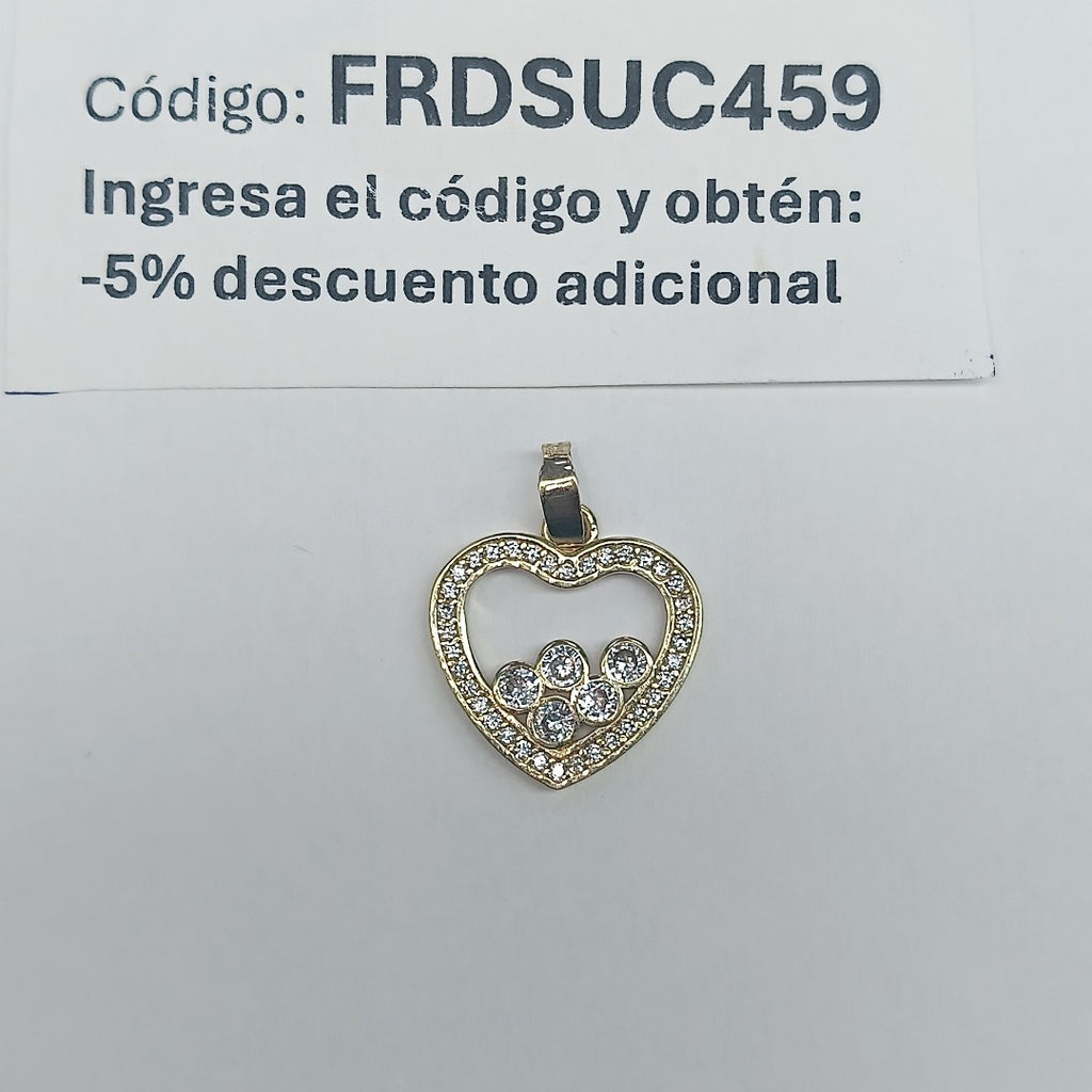 DIJE CORAZON CON CIRCONIAS 14K 1.6 GR (NUEVO)
