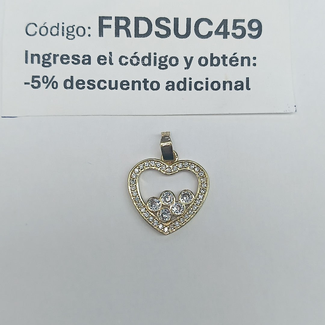 DIJE CORAZON CON CIRCONIAS 14K 1.6 GR (NUEVO)