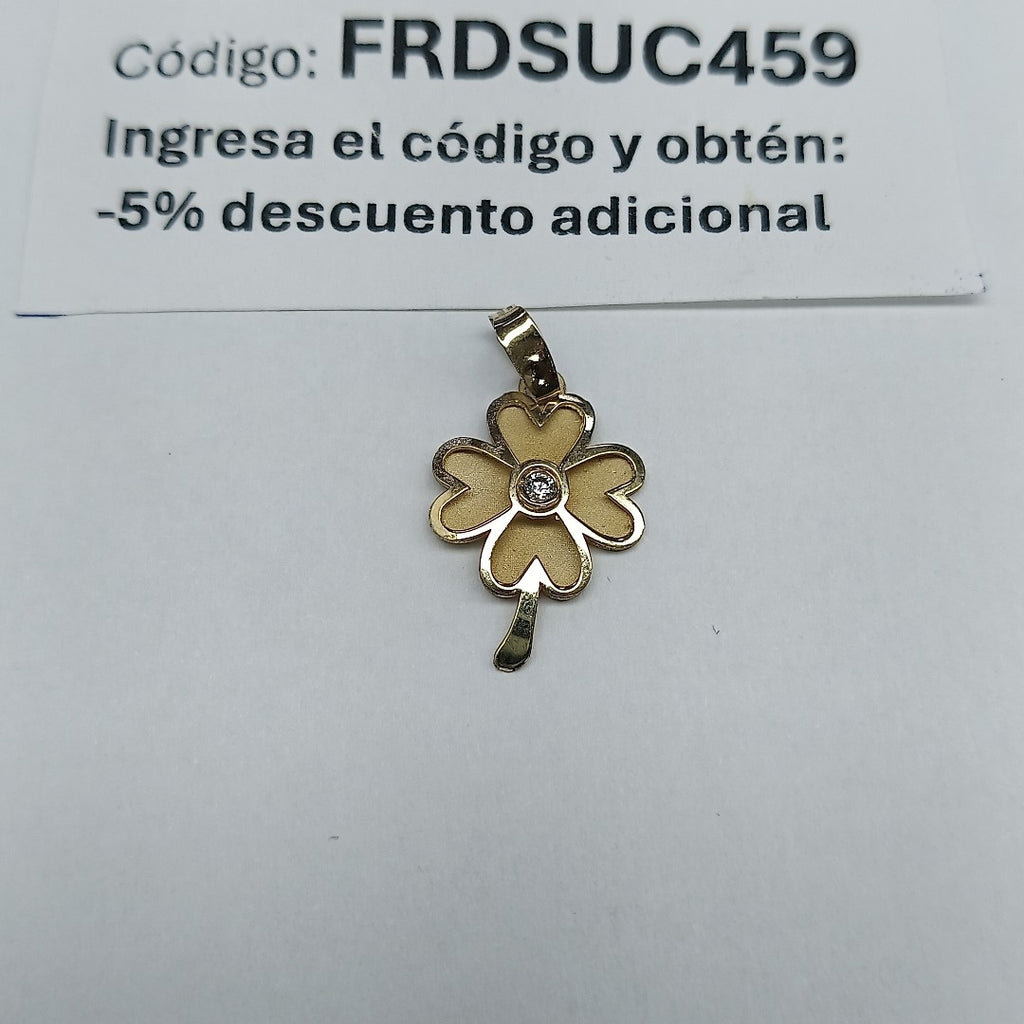 DIJE FIG TREBOL C CIRCONIA 14K 0.8 GR (NUEVO)