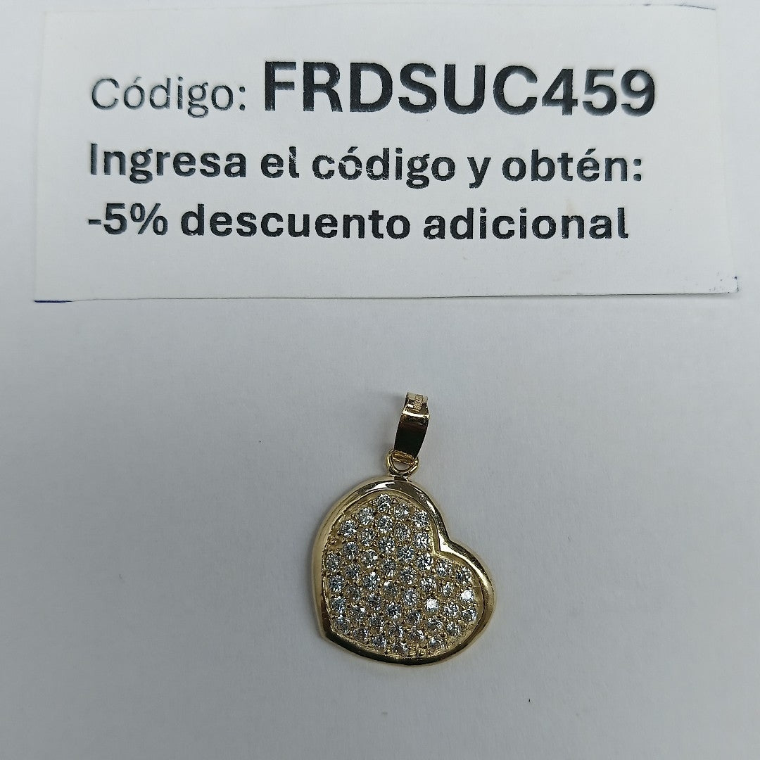 DIJE TEJIDO CORAZON CON CIRCONIAS 14K 1.8 GR (NUEVO)