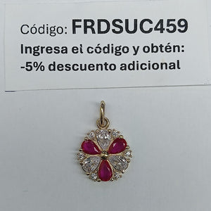 DIJE FLOR CIRCONIAS Y PIEDRAS DE COLOR 14K 2.8 GR (NUEVO)