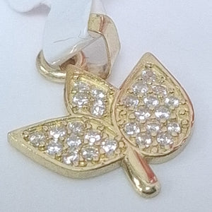 DIJE TEJIDO HOJAS CON CIRCONIAS 14K 0.9 GR (NUEVO)