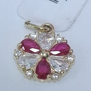 DIJE FLOR CIRCONIAS Y PIEDRAS DE COLOR 14K 2.8 GR (NUEVO)