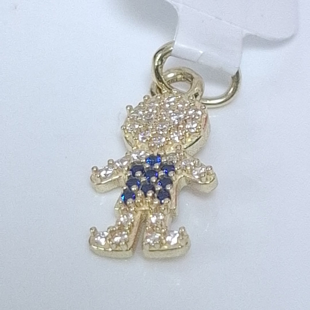 DIJE NIÑO CON CIRCONIAS Y PIEDRAS DE COLOR 10K 0.9 GR (NUEVO)
