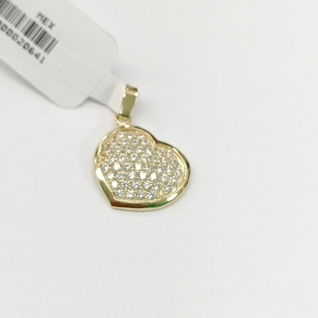 DIJE TEJIDO CORAZON CON CIRCONIAS 14K 1.7 GR (NUEVO)