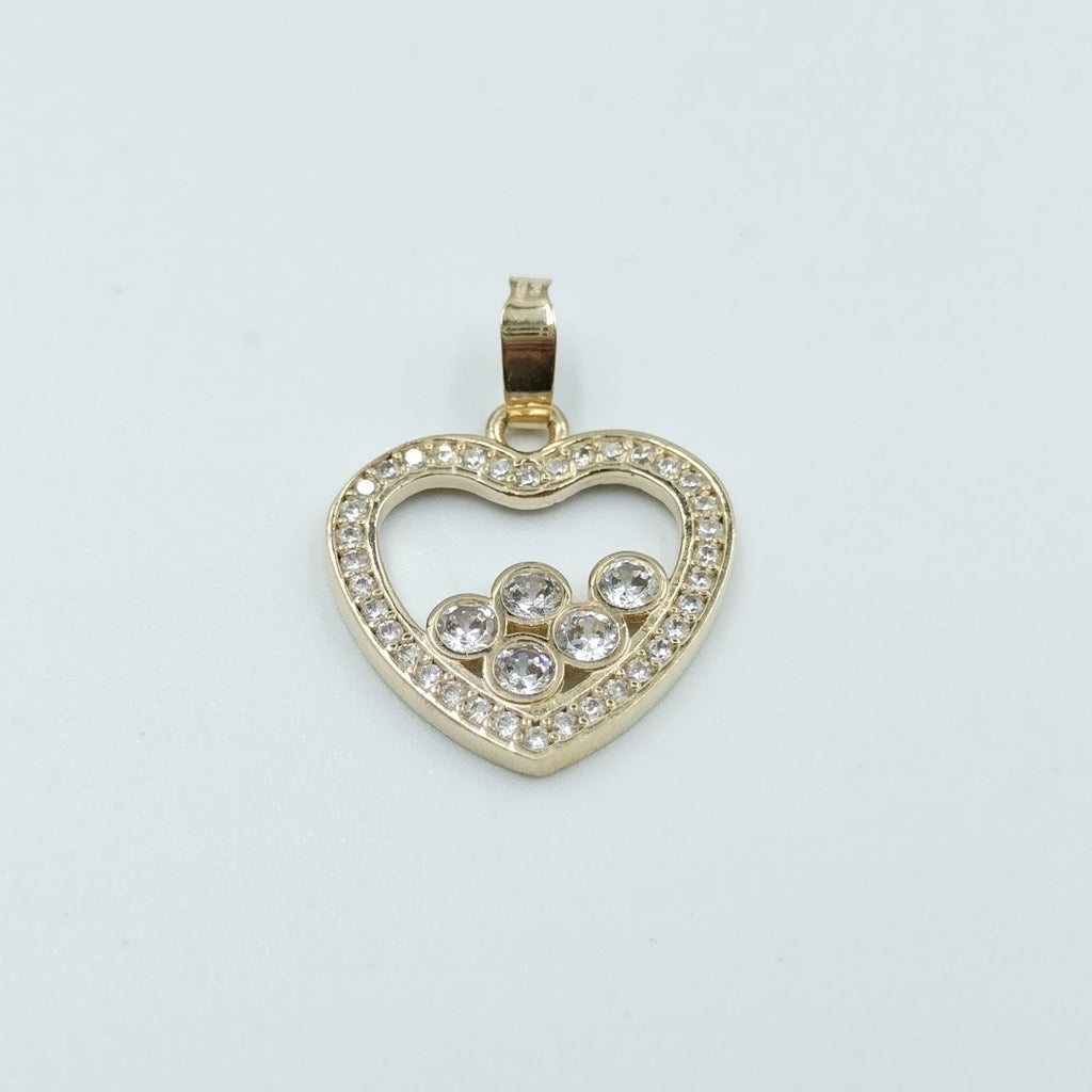 DIJE CORAZON CON CIRCONIAS 14K 1.7 GR (NUEVO)