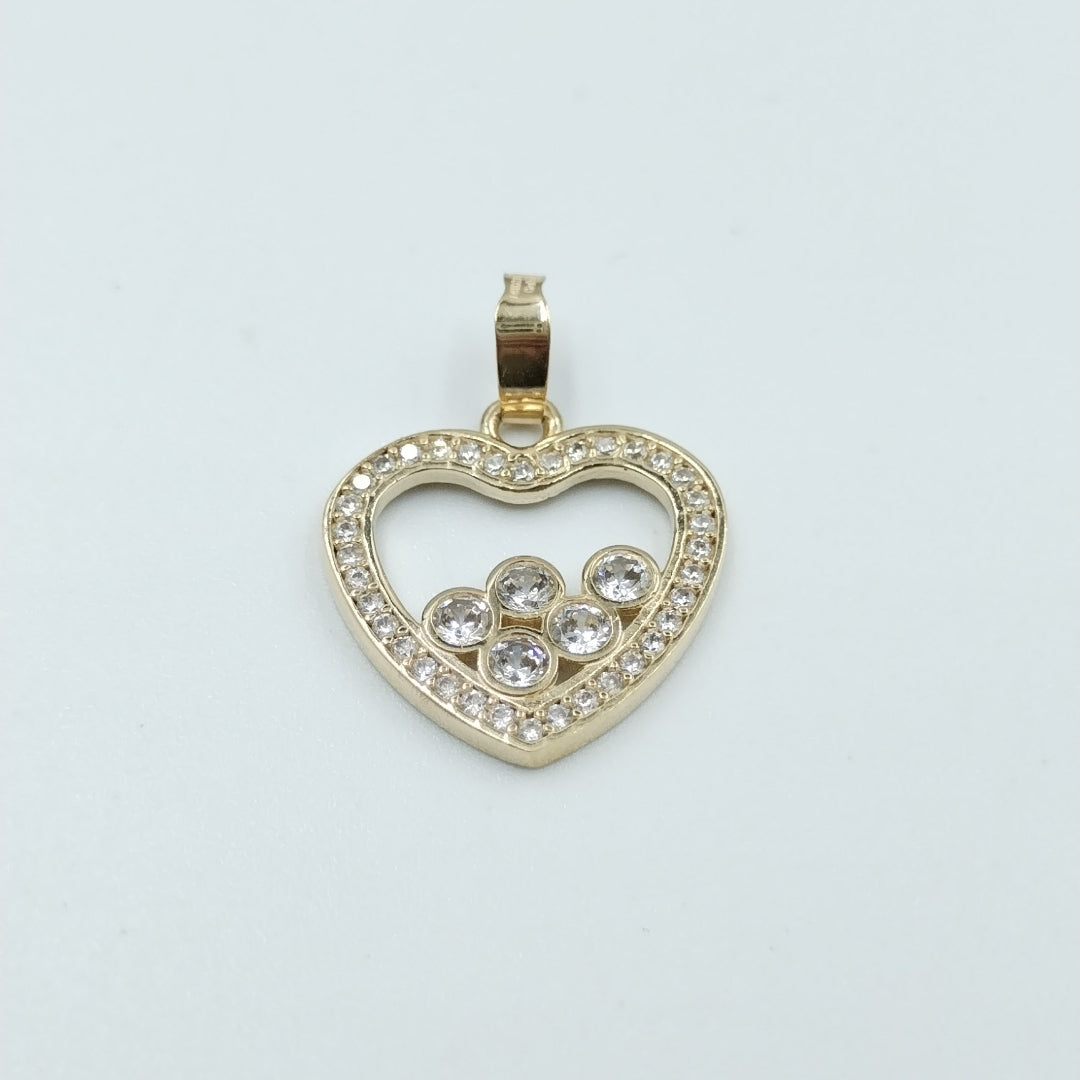 DIJE CORAZON CON CIRCONIAS 14K 1.7 GR (NUEVO)
