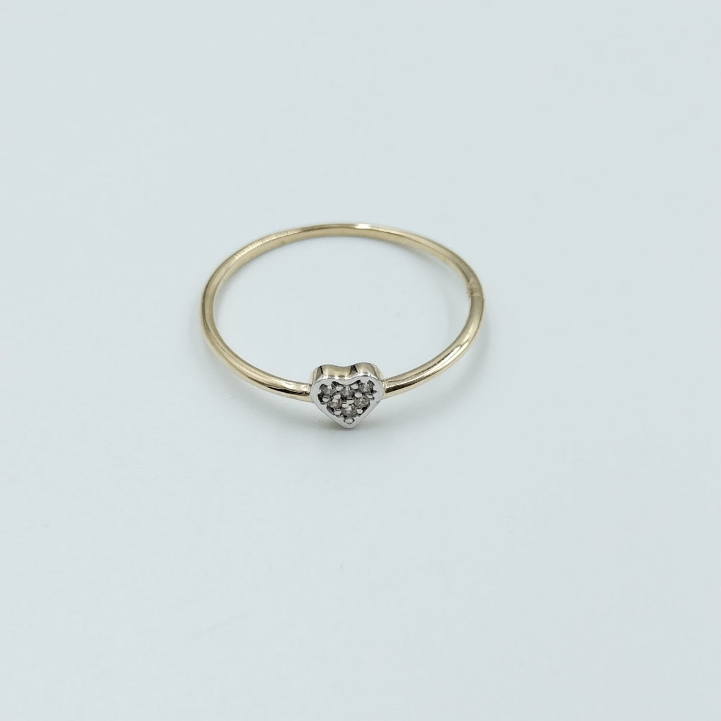 ANILLO ANILLITO CORAZON C CIRCONIA 14K 8 TALLA 0.9 GR (NUEVO)