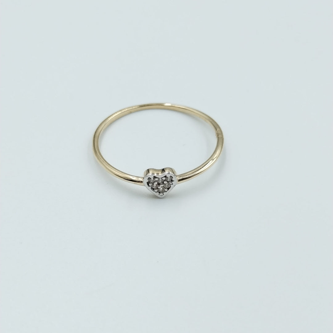 ANILLO ANILLITO CORAZON C CIRCONIA 14K 8 TALLA 0.9 GR (NUEVO)