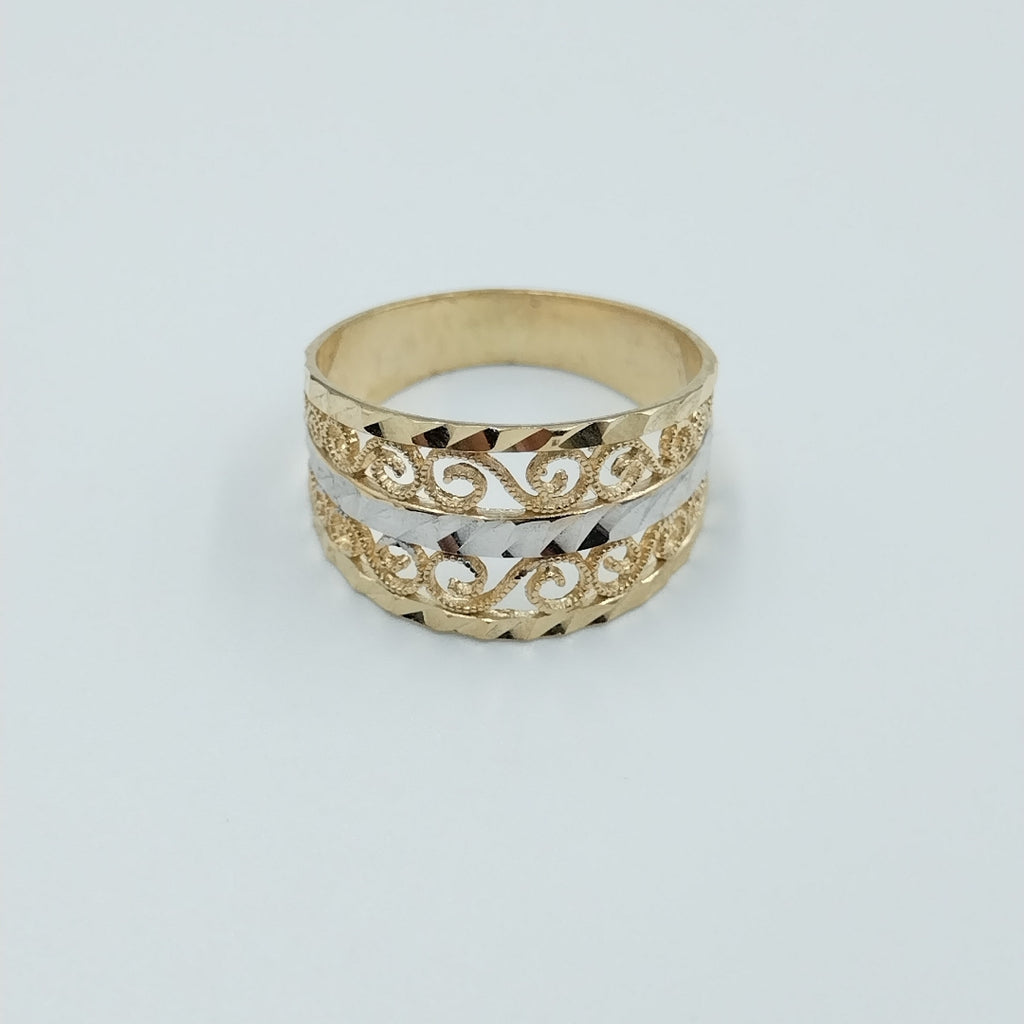 ANILLOS TIPO FILIGRANA COMBINADO 14K TALLA 7 2.8 GR (NUEVO)