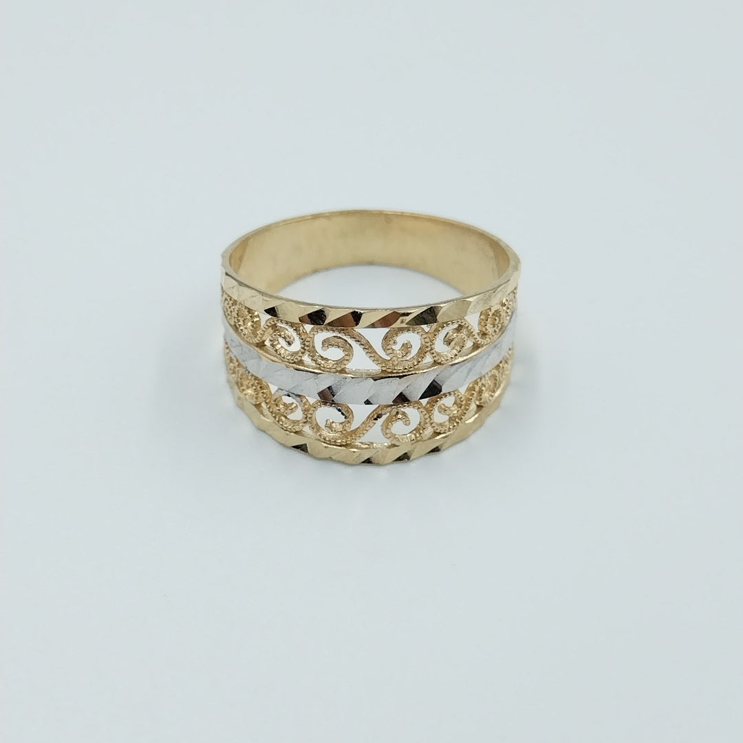 ANILLOS TIPO FILIGRANA COMBINADO 14K TALLA 7 2.8 GR (NUEVO)