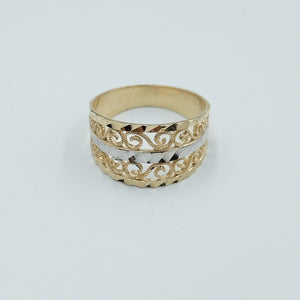 ANILLOS TIPO FILIGRANA COMBINADO 14K TALLA 7 2.8 GR (NUEVO)