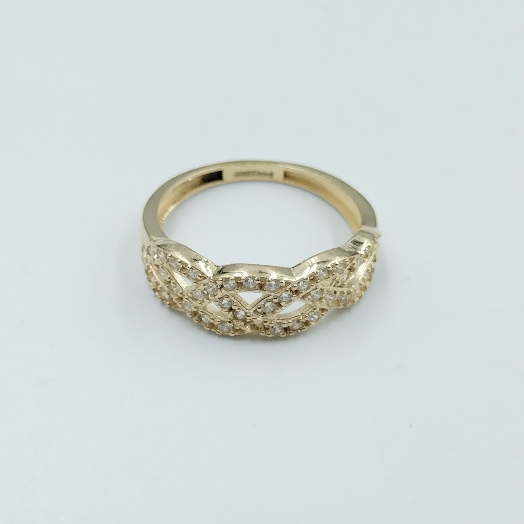 ANILLOS TRENZADO CON CIRCONIAS 14K TALLA 7 2.4 GR (NUEVO)