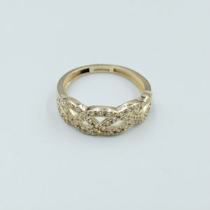 ANILLOS TRENZADO CON CIRCONIAS 14K TALLA 7 2.4 GR (NUEVO)