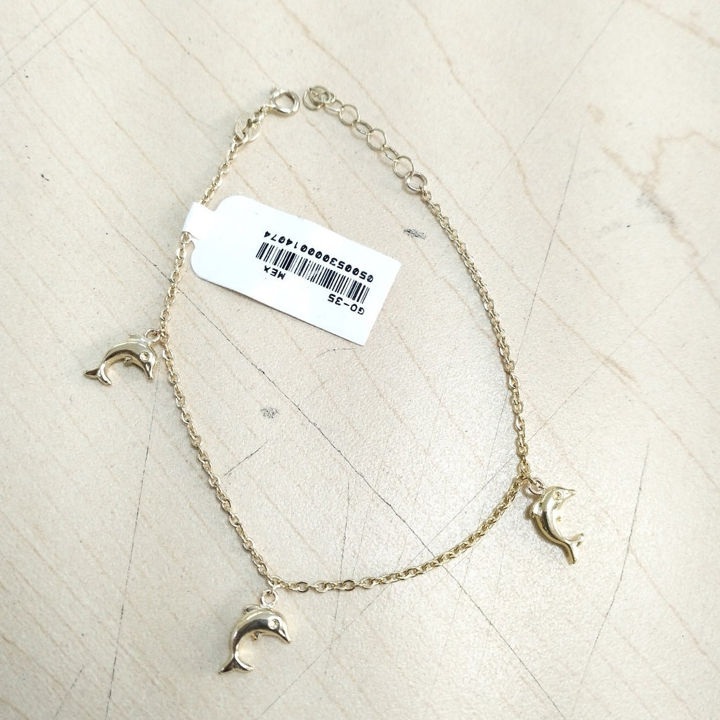 PULSERA ESPECIAL CON DIJES DELFINES 10K 18 CM 2 GR (NUEVO)