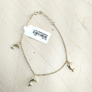 PULSERA ESPECIAL CON DIJES DELFINES 10K 18 CM 2 GR (NUEVO)