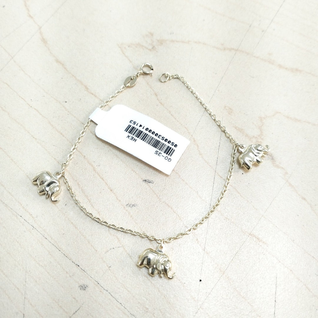 PULSERA ESPECIAL CON DIJES ELEFANTES 10K 18 CM 2.1 GR (NUEVO)