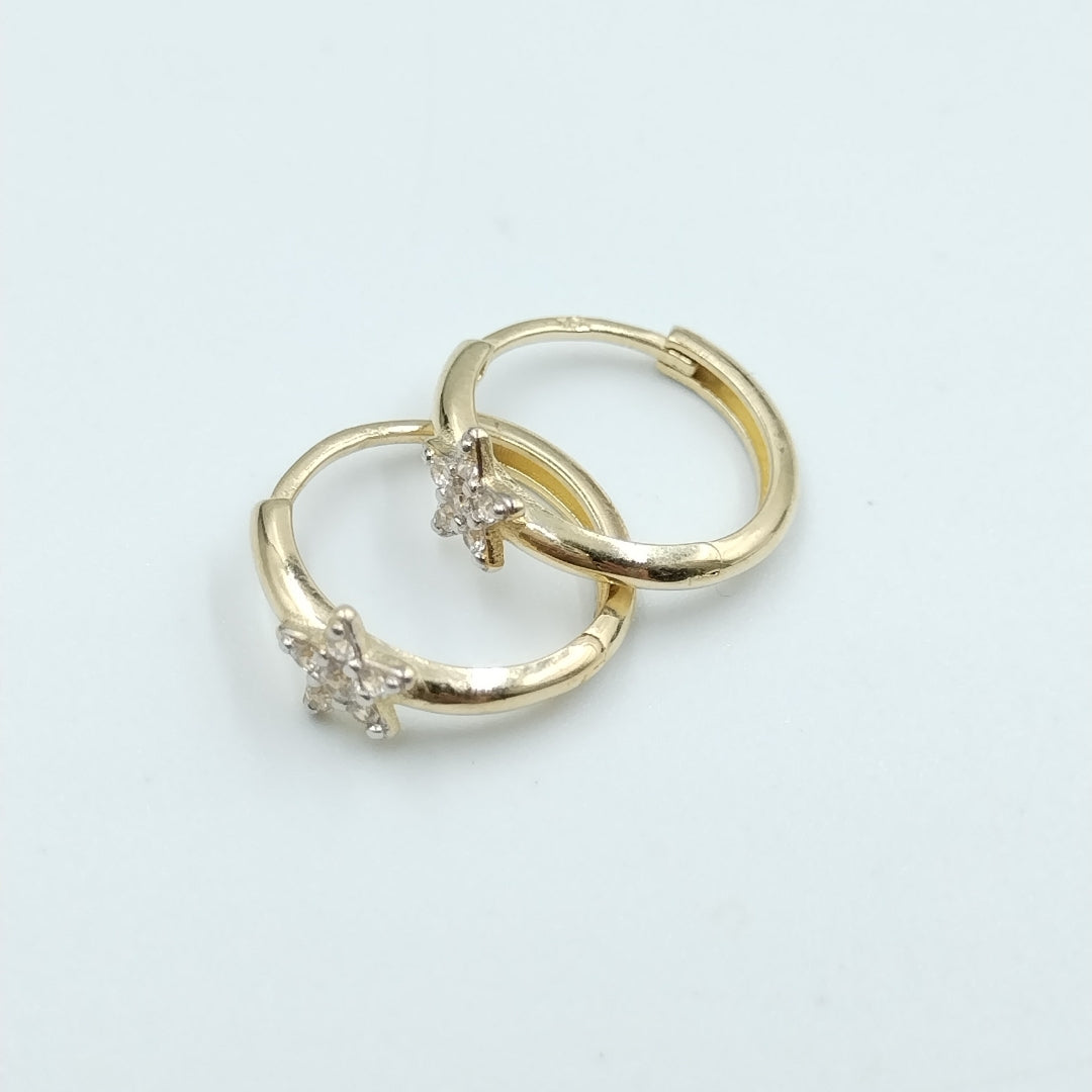 ARETES ARRACADAS FIG ESTRELLA CIRCONIAS 10K 1.6 GR (NUEVO)