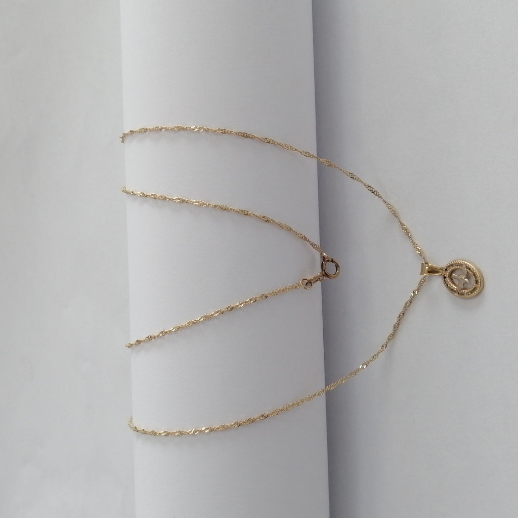 CADENA, MEDALLA RELIGIOSA ORO 10 K 1.5 GRMS (SEMINUEVO)