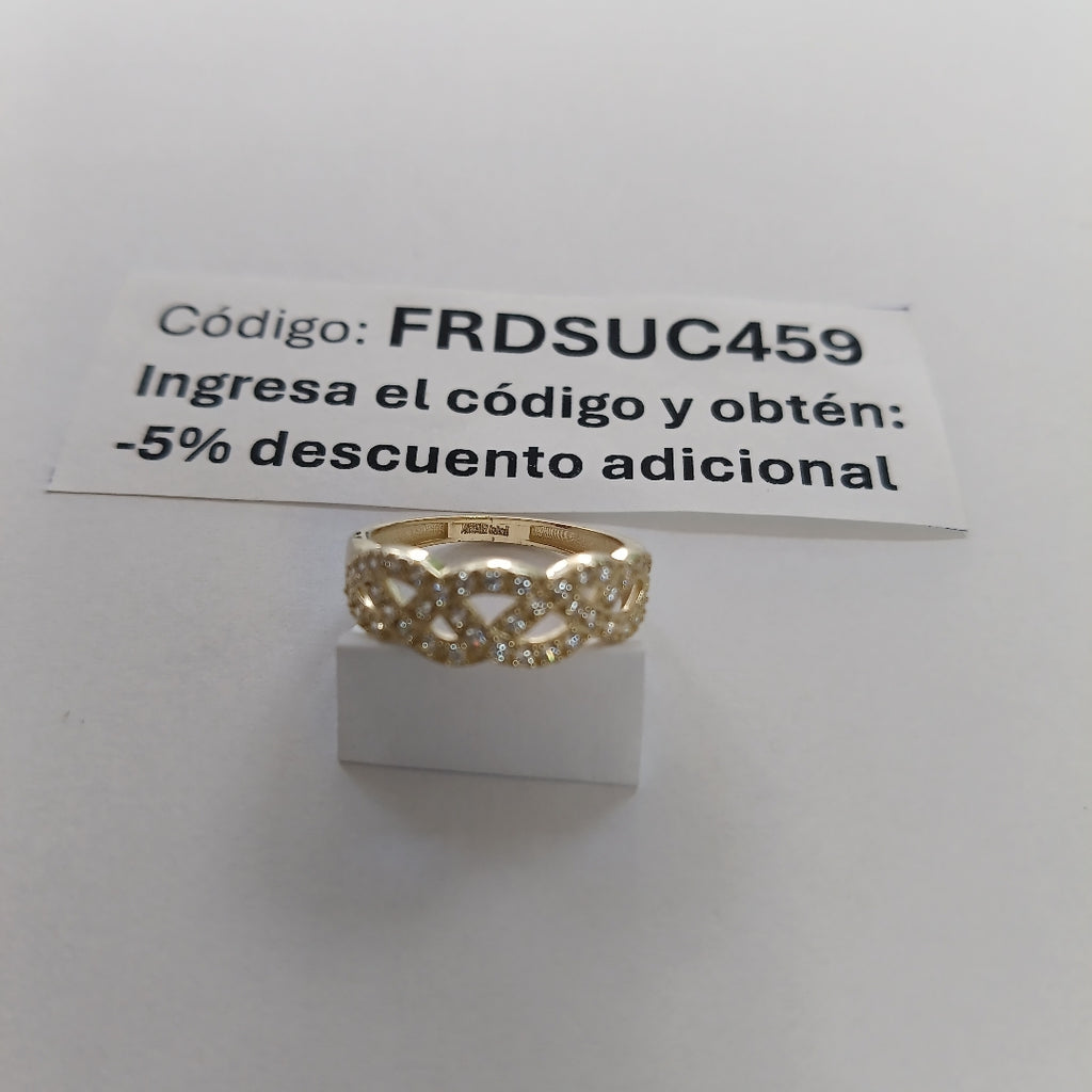 ANILLOS TRENZADO CON CIRCONIAS 14K TALLA 7 2.5 GR (NUEVO)