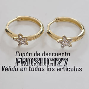 ARETES ARRACADAS FIG ESTRELLA CIRCONIAS 10K 1.7 GR (NUEVO)
