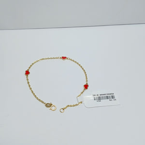 PULSERA ESPECIAL CON CORAZONES 14K 18 CM 1.3 GR (NUEVO)