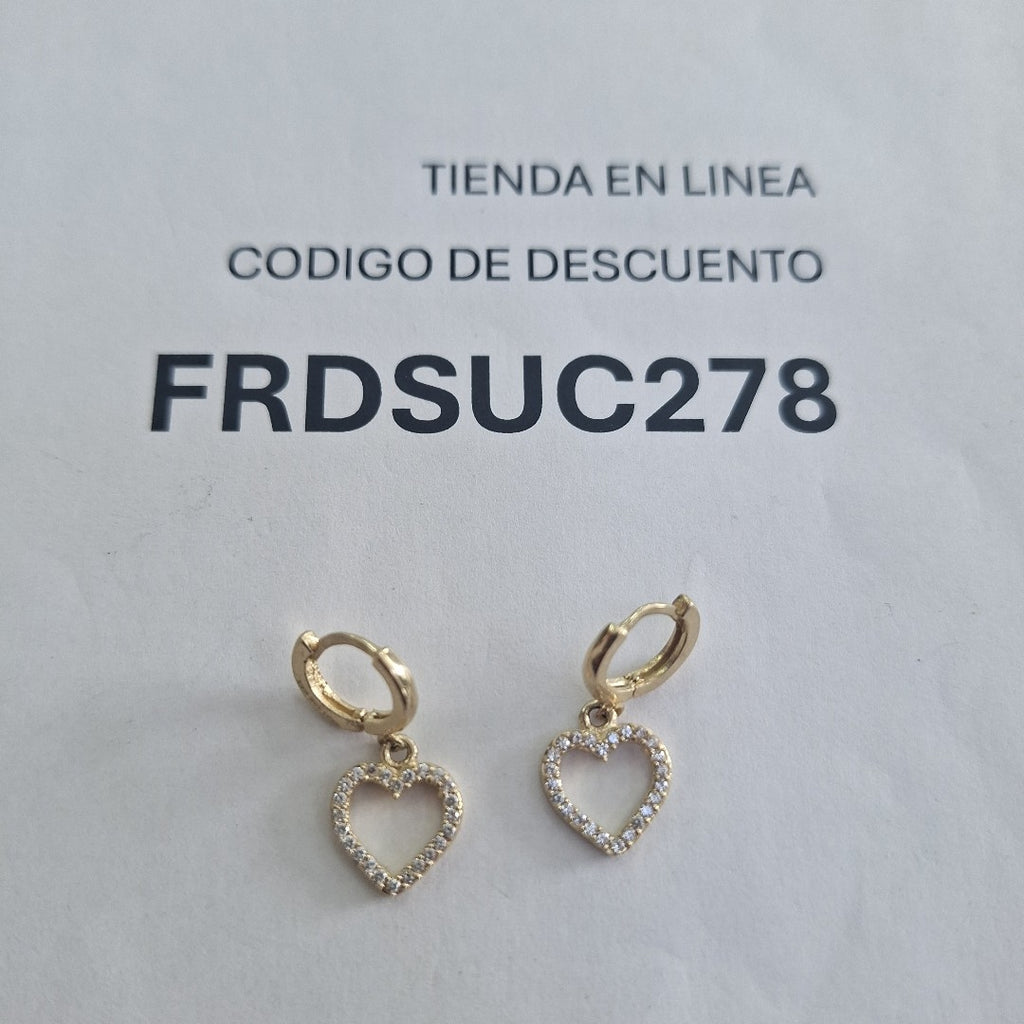 ARETES FIG CORAZON C CIRCONIAS 10K 2.6 GR (NUEVO)