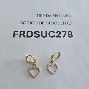 ARETES FIG CORAZON C CIRCONIAS 10K 2.6 GR (NUEVO)