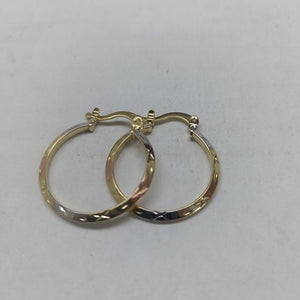 ARETES TEJIDO ARRACADAS BISELADAS COMBINADAS 14K 1.4 GR (NUEVO)
