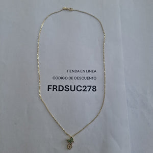 CADENA TEJIDO GARGANTILLA CON DIJE MARIPOSAS CIRCONIAS Y PIEDRAS DE COLOR 14K 45 CM 2 GR (NUEVO)