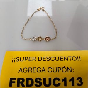 PULSERA TEJIDO ESPECIAL FIG FLORES 14K 18 CM 2.1 GR (NUEVO)